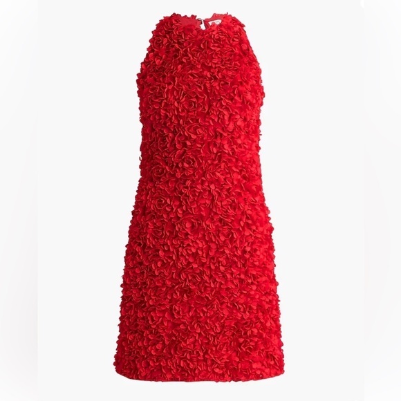 J Crew Factory Rosette mini dress in Deep Ruby Red size 0 NWT CE631 - Picture 4 of 12